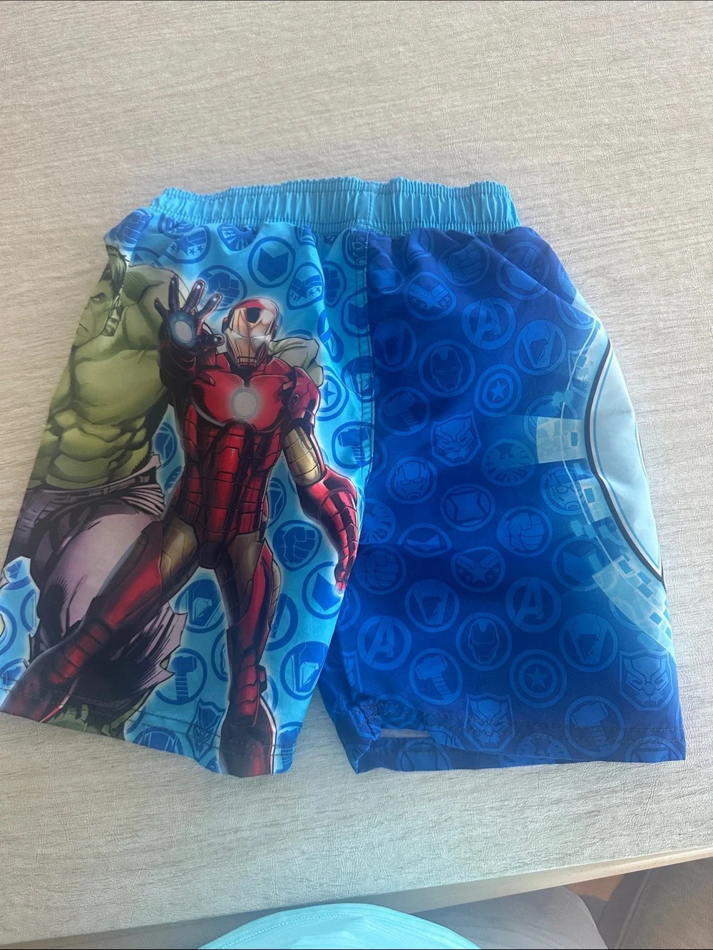 Marvel Blue and Red Avengers Swim Trunks with Captain America and Hulk